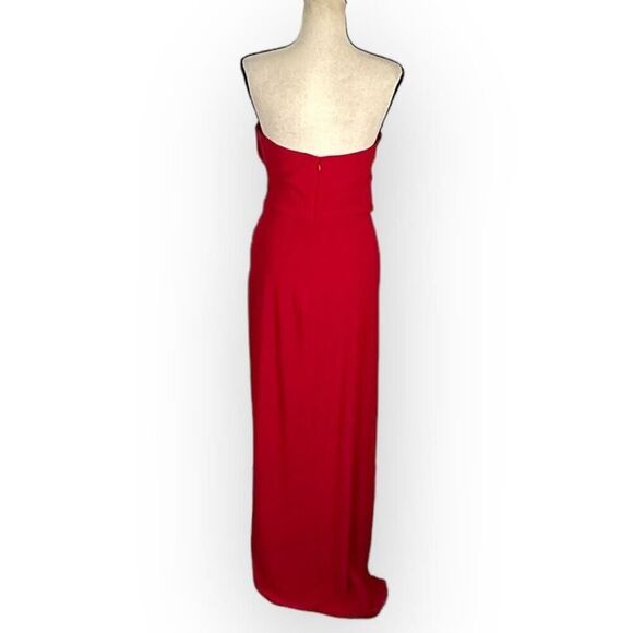 La Femme 28204 Strapless Jersey Sheath Dress Women's 10 Red Maxi Slit NWOT - Picture 5 of 9